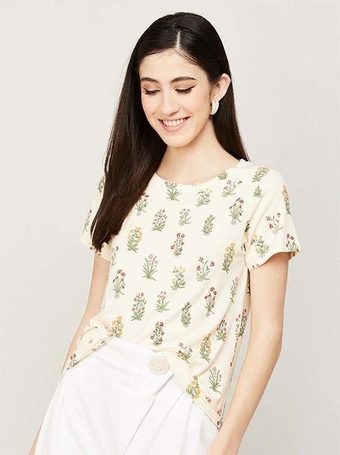 Colour Me by Melange Off-White Printed T-Shirt