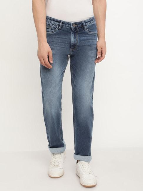 Octave Blue Cotton Regular Fit Jeans
