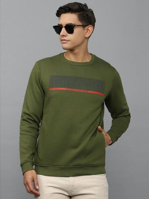 Louis Philippe Sport Green Regular Fit Printed Sweatshirt
