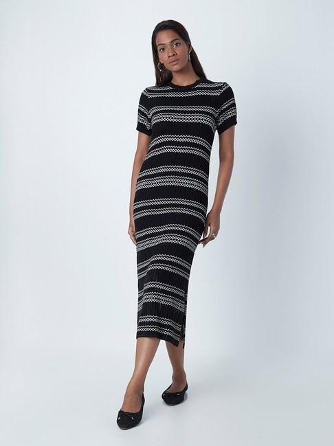 Wardrobe by Westside Black Striped Cecil Knit Bodycon Dress
