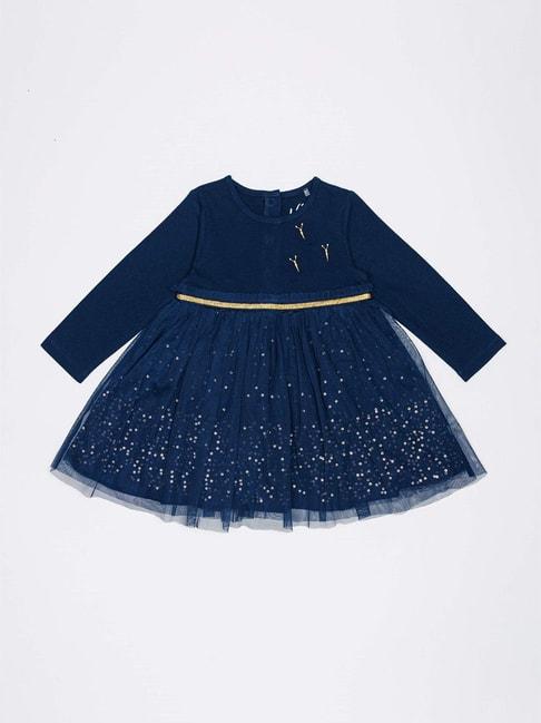 H by Hamleys Infants Girls Navy Embellished Full Sleeves Dress
