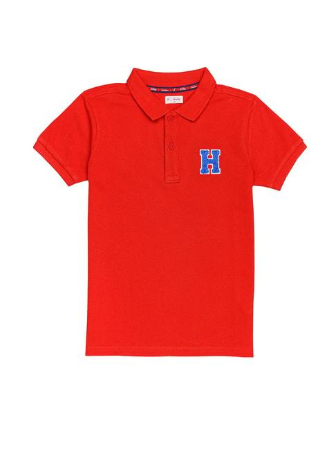 H by Hamleys Boys Red Solid Polo T-Shirt