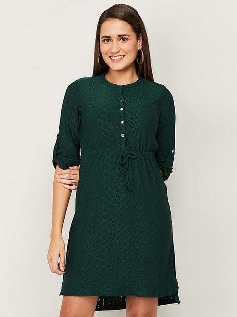 BOSSINI Green Self Pattern A-Line Dress