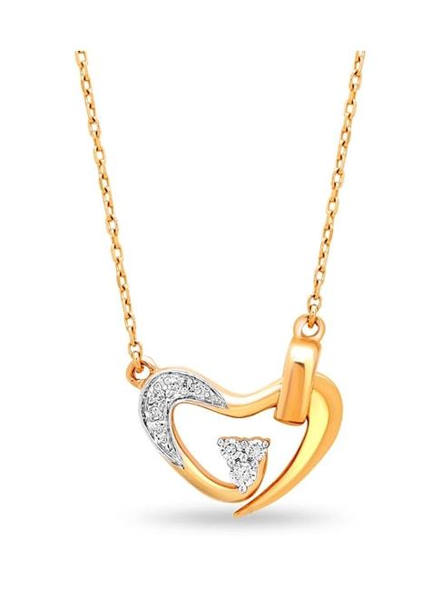 Mia by Tanishq 14 Karat Yellow Gold Sparkling Heart Slider Diamond Pendant with Chain