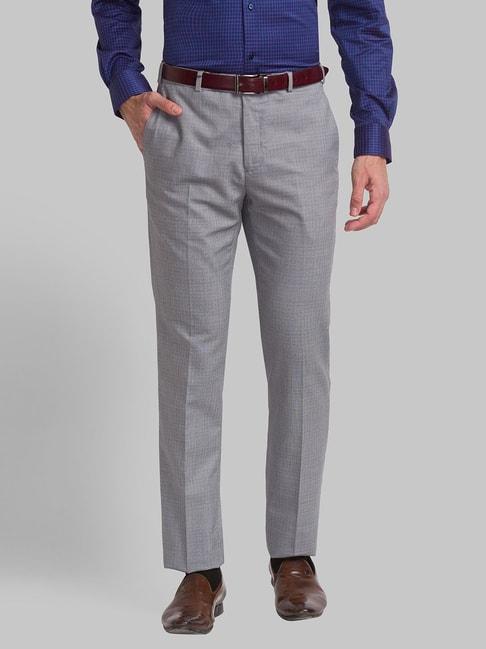 Raymond Grey Regular Fit Checks Trousers