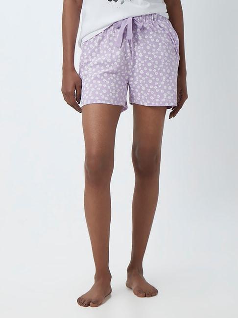 Wunderlove by Westside Lilac Floral Print Shorts