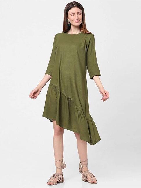 INDIFUSION Green Assymetric Dress