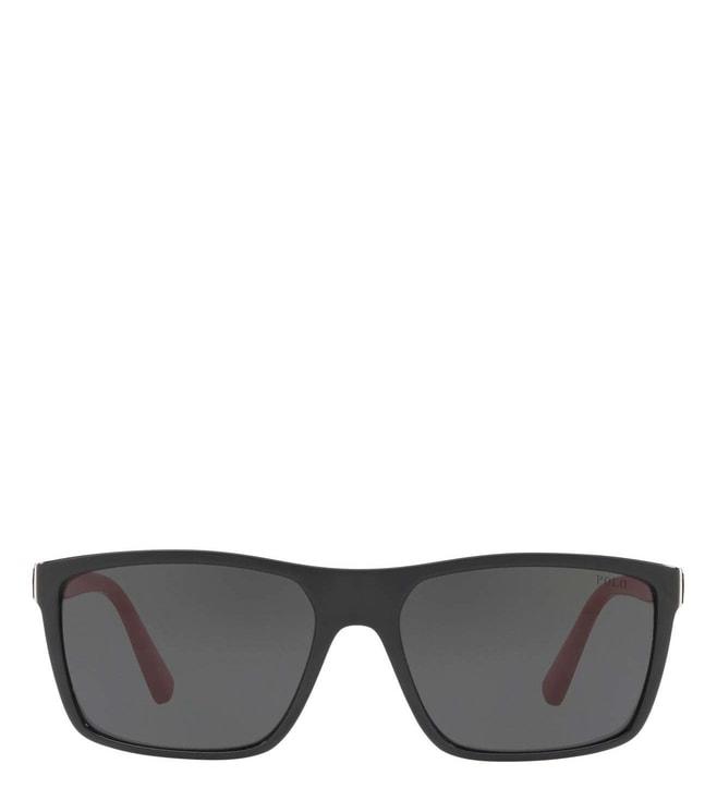 Polo Ralph Lauren Black Rectangular Sunglasses for Men