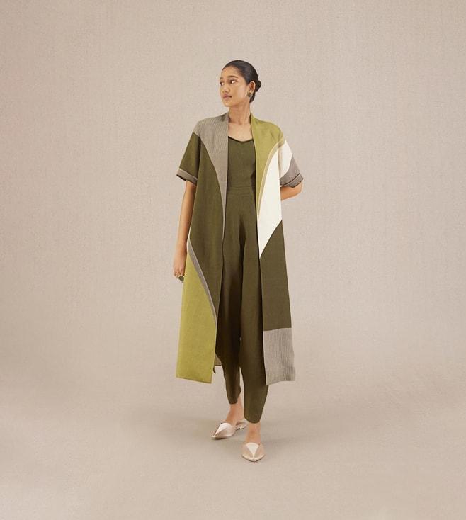 AMPM Olive Bagh Long Jacket with Inner and Pant