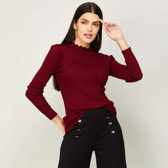 KRAUS Women Striped High-Neck Sweater
