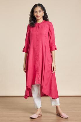 Printed Calf Length Casual Wear Kurta - Red