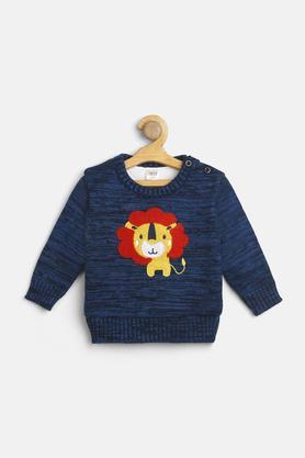 Acrylic Round Neck Infant Boys Sweater - Blue