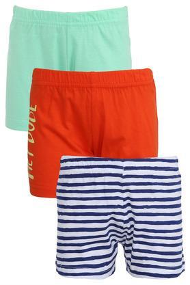 Boys Solid and Striped Shorts - Pack of 3 - Multi