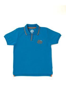 Solid Cotton Polo Boys T-Shirt - Blue