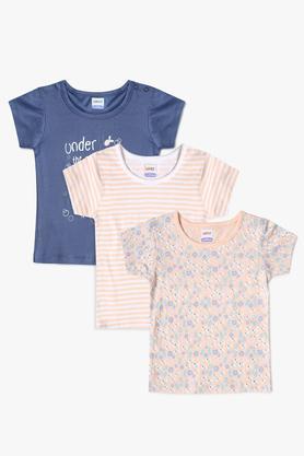 Girls Regular Fit Printed T-Shirt - Pack Of 3 - Multi