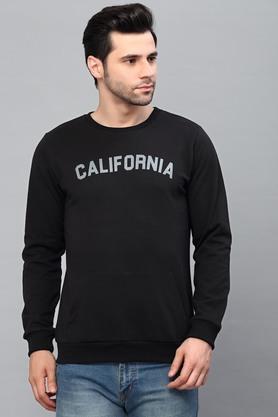 Typographic Fleece Slim Fit Mens Sweatshirt - Black