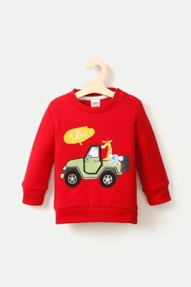 Printed Cotton Round Neck Infant Boys Sweatshirts - Red