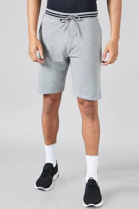 Mens Inhance High IQ Regular Fit Solid Shorts - Grey Melange
