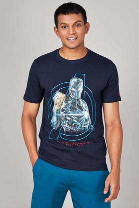 Marvel Printed Cotton Regular Fit Men's T-Shirt - Navy