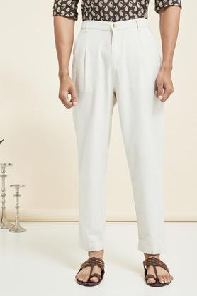 Printed Cotton Blend Men's Casual Wear Pants - Natural