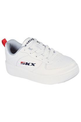 Blended Lace Up Boys Sport Shoes - White