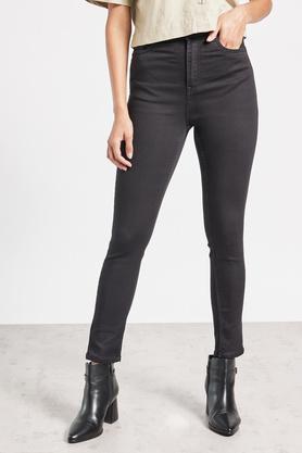 Mid Rise Denim Skinny Fit Women's Jeans - Black