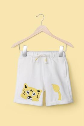 Patch Work Cotton Regular Fit Infant Boy's Shorts - Off White