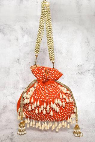 Velvet Bead Embroidered Potli Bag