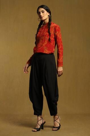 Black Polyester Solid Dhoti Pant