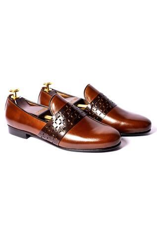 Brown Leather Bajrown Monk Loafers