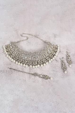 Pearl Drop Necklace Jewellery Set