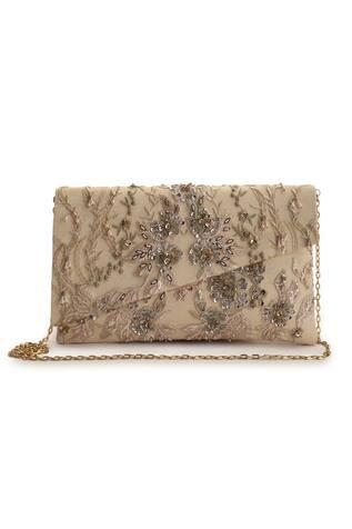 Floral Embroidered Clutch With Sling