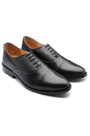 Black Italian Soft Leather Handcrafted Toe Cap Oxford Shoes