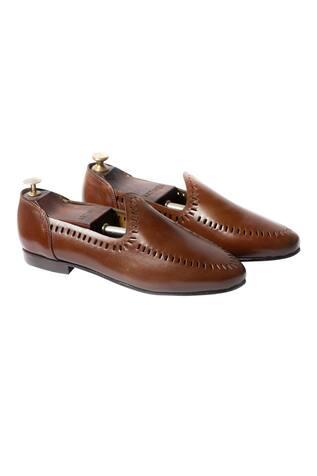 Brown Leather Handcrafted Cutwork Loafers