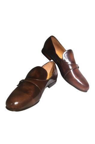 Brown Pure Leather Leather Handcrafted Loafers