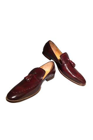 Brown Pure Leather Leather Tassel Brogue Shoes
