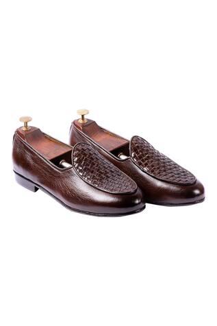 Brown Handwoven Leather Loafers