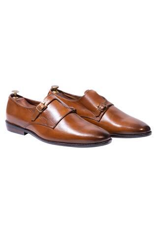 Brown Leather Handcrafted Monk Strap Shoes