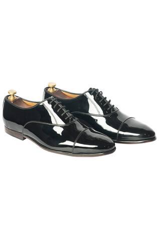 Black Leather Handcrafted Cap Toe Oxfords