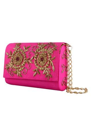 Floral Flap Clutch With Sling