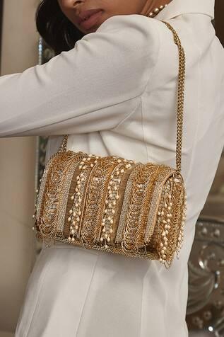 Ruche Flapover Embellished Clutch